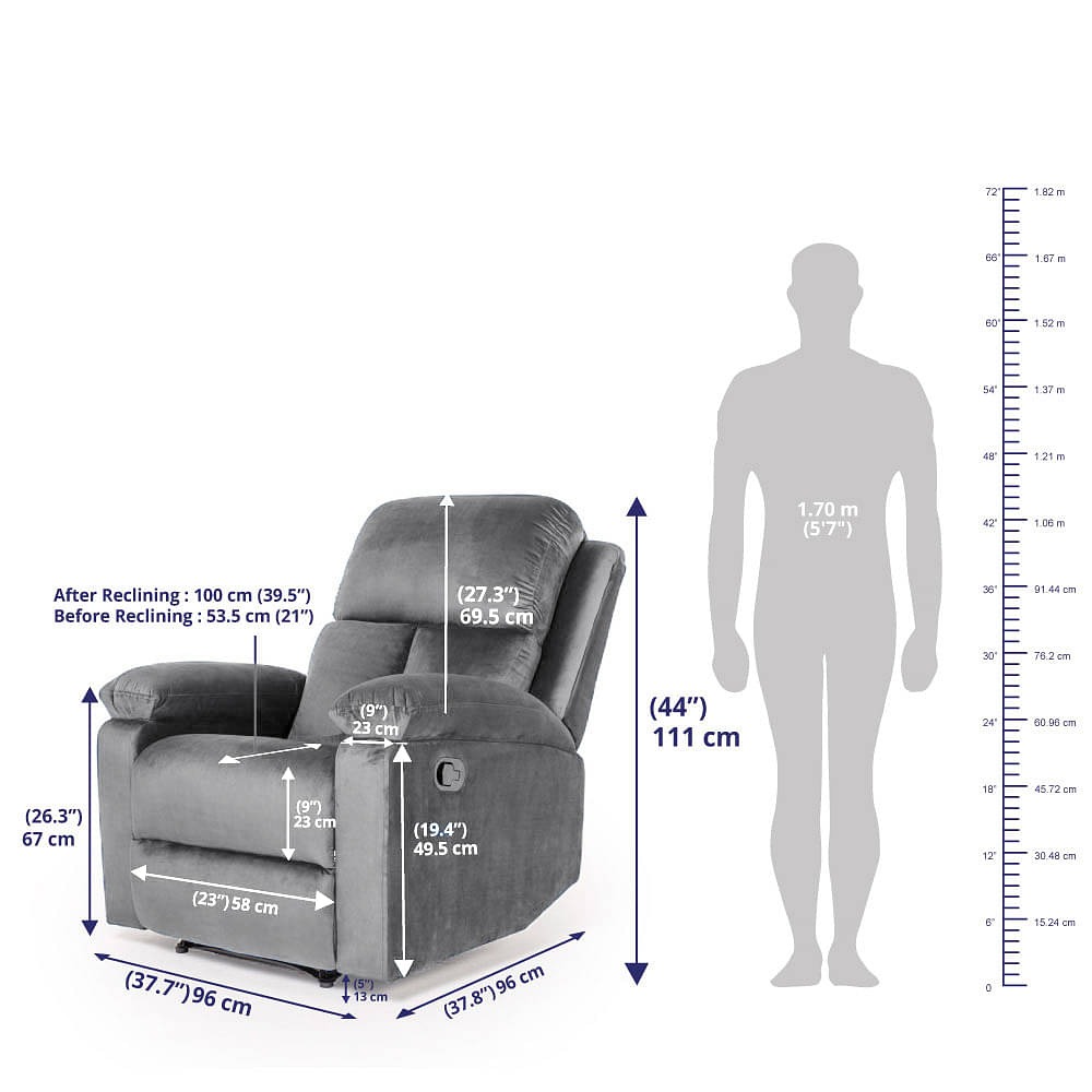 Werfo Mojo recliner Manual, Regular, 1 Seater, Space Grey