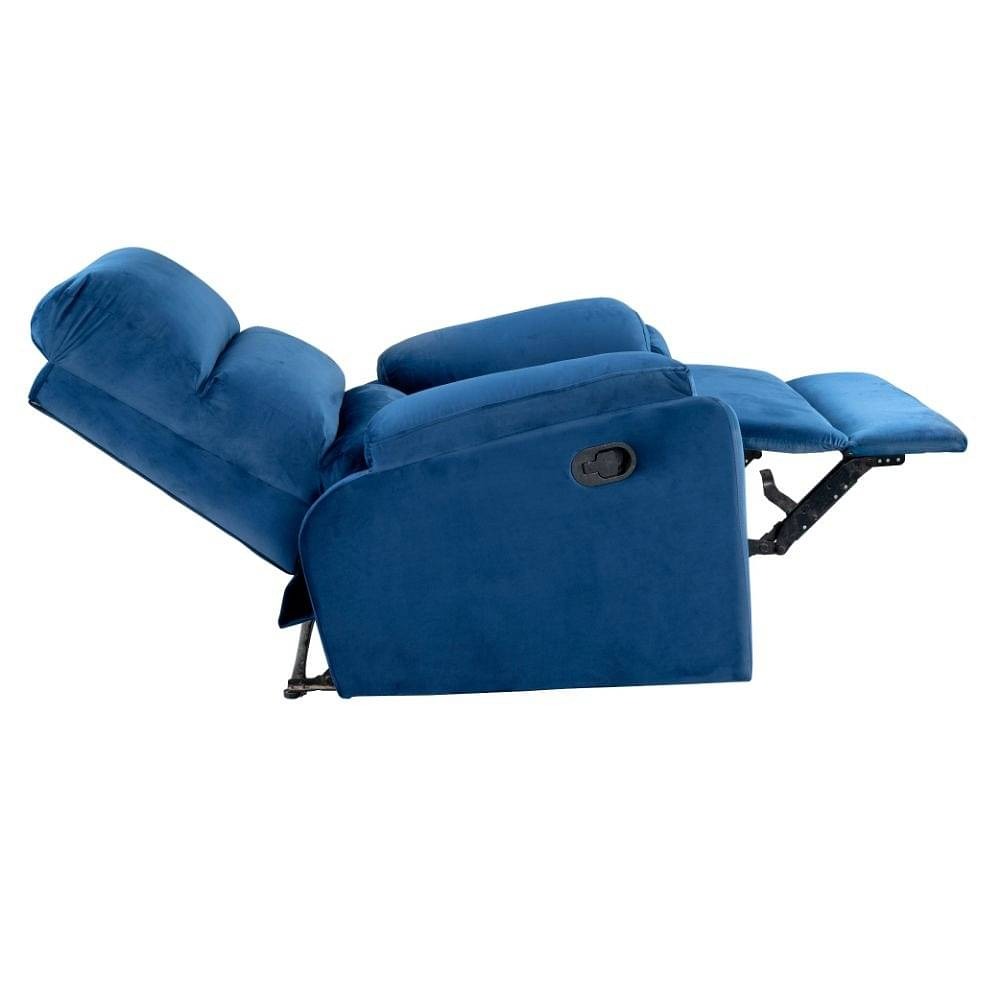 werfo Max Recliner - 1 Seater Velvet Fabric, Blue