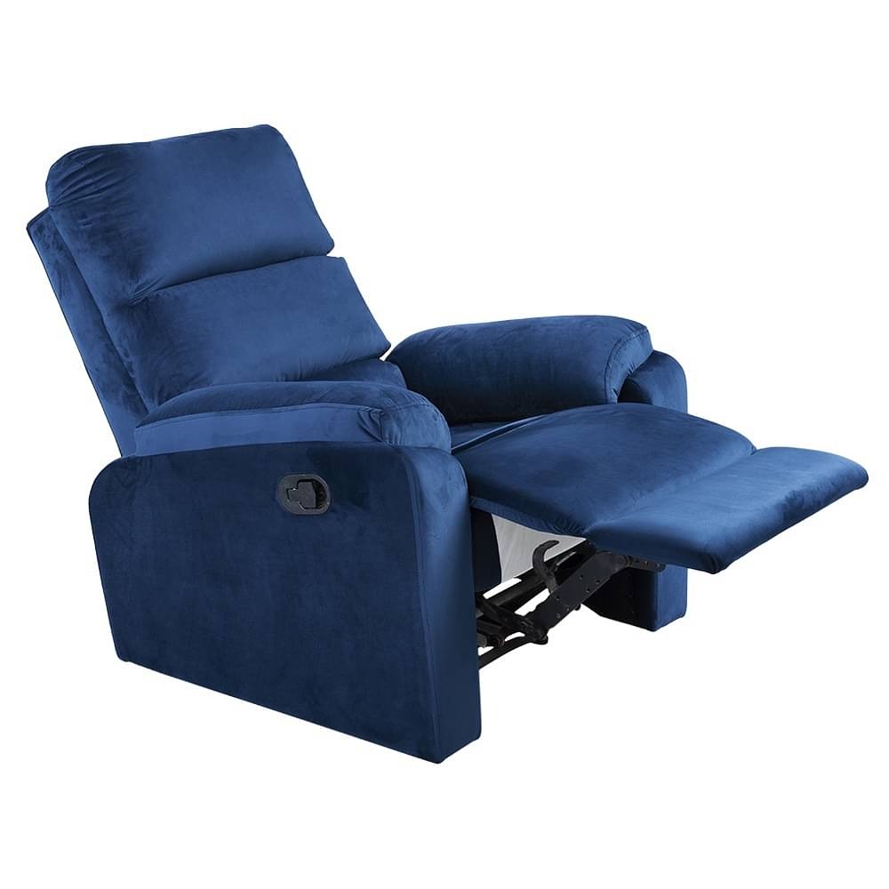 werfo Max Recliner - 1 Seater Velvet Fabric, Blue