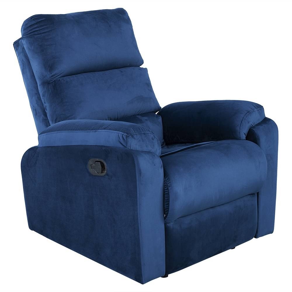 werfo Max Recliner - 1 Seater Velvet Fabric, Blue