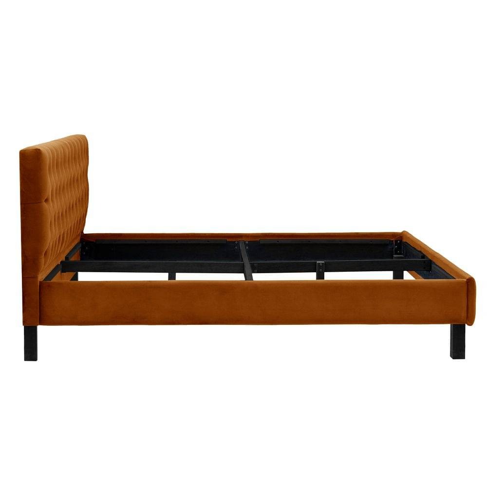 Werfo Limar Upholstered Solid Wood King Bed without Storage (velvet amber) - 78" x 72"