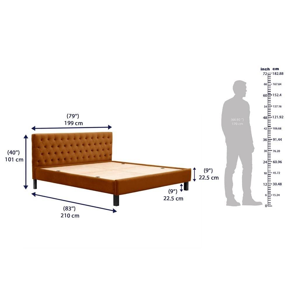 Werfo Limar Upholstered Solid Wood King Bed without Storage (velvet amber)
