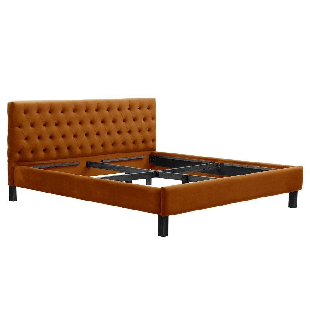 Werfo Limar Upholstered Solid Wood King Bed without Storage (velvet amber)