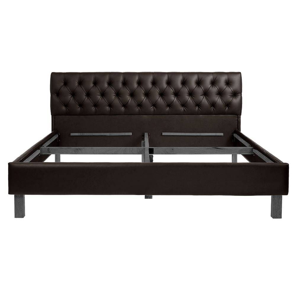 Werfo Limar Upholstered Solid Wood King Bed without Storage (Leathertic dark fantasy) - 