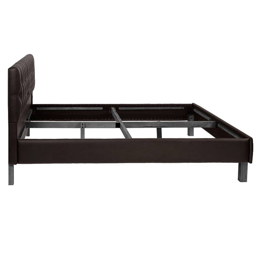 Werfo Limar Upholstered Solid Wood King Bed without Storage (Leathertic dark fantasy) - 