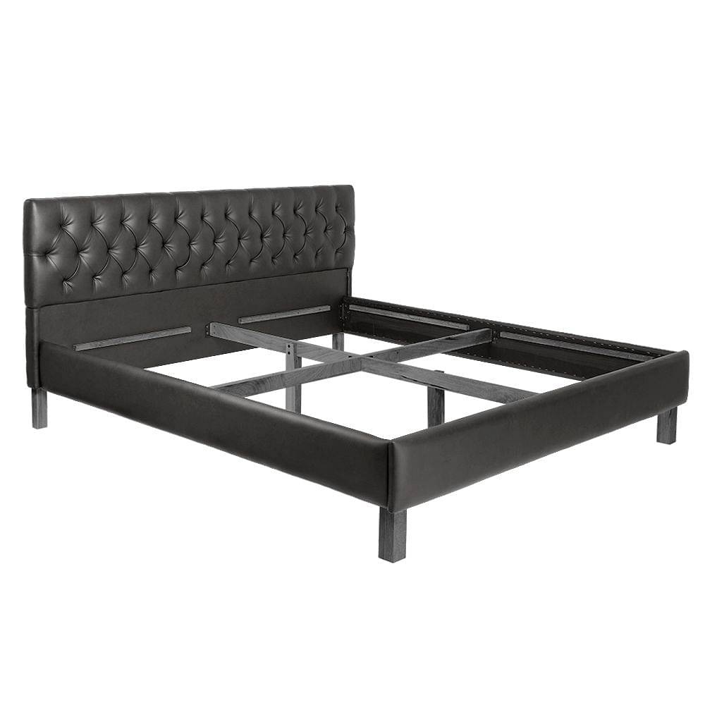 Werfo Limar Upholstered Solid Wood King Bed without Storage (Leather marble grey)