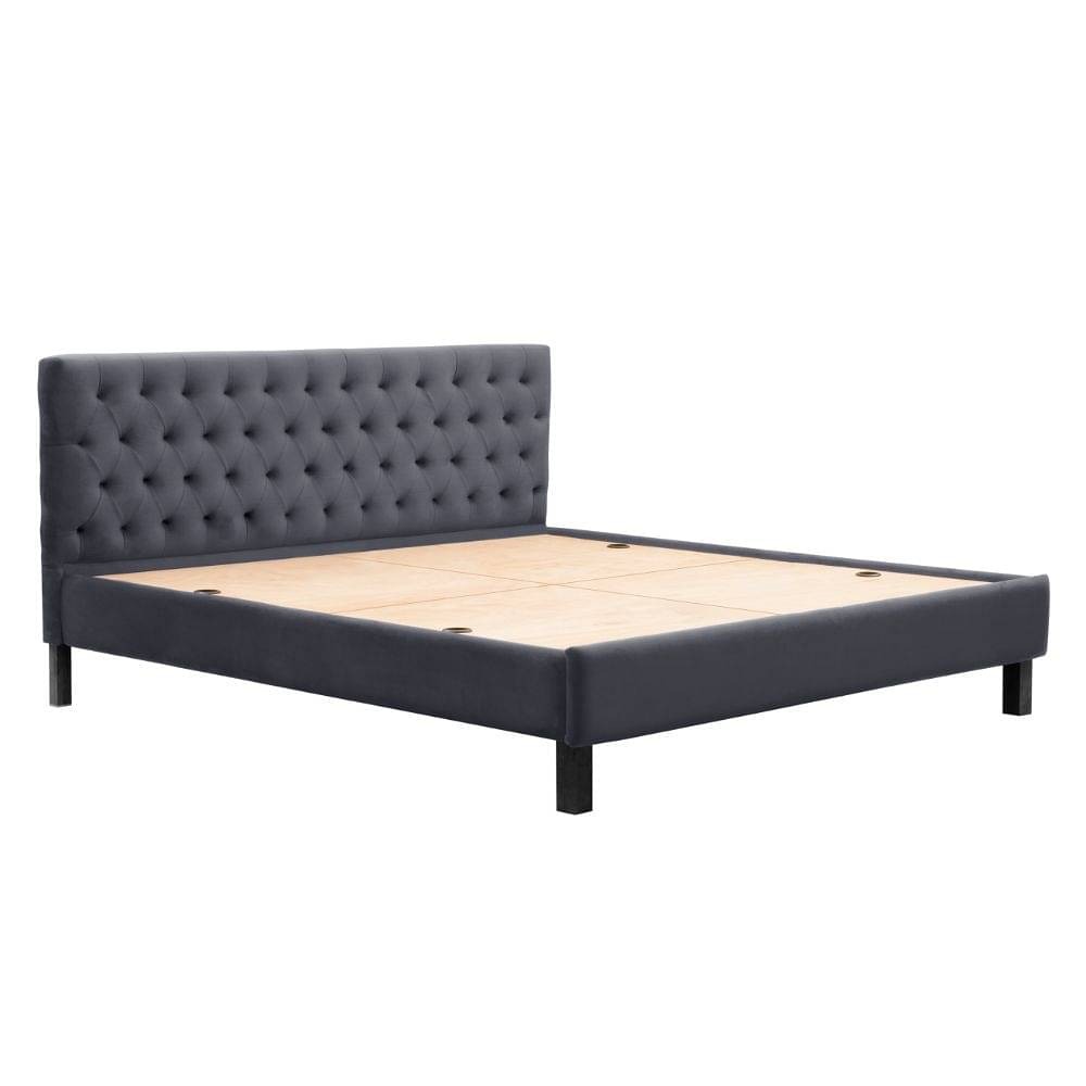 Werfo Limar Upholstered Solid Wood King Bed without Storage (velvet space grey)