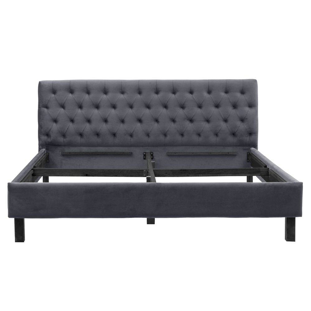 Werfo Limar Upholstered Solid Wood King Bed without Storage (velvet space grey) - 78" x 72"