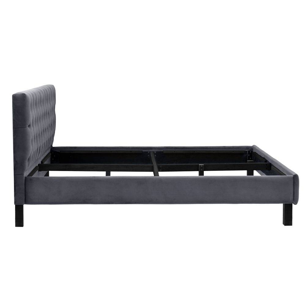 Werfo Limar Upholstered Solid Wood King Bed without Storage (velvet space grey)