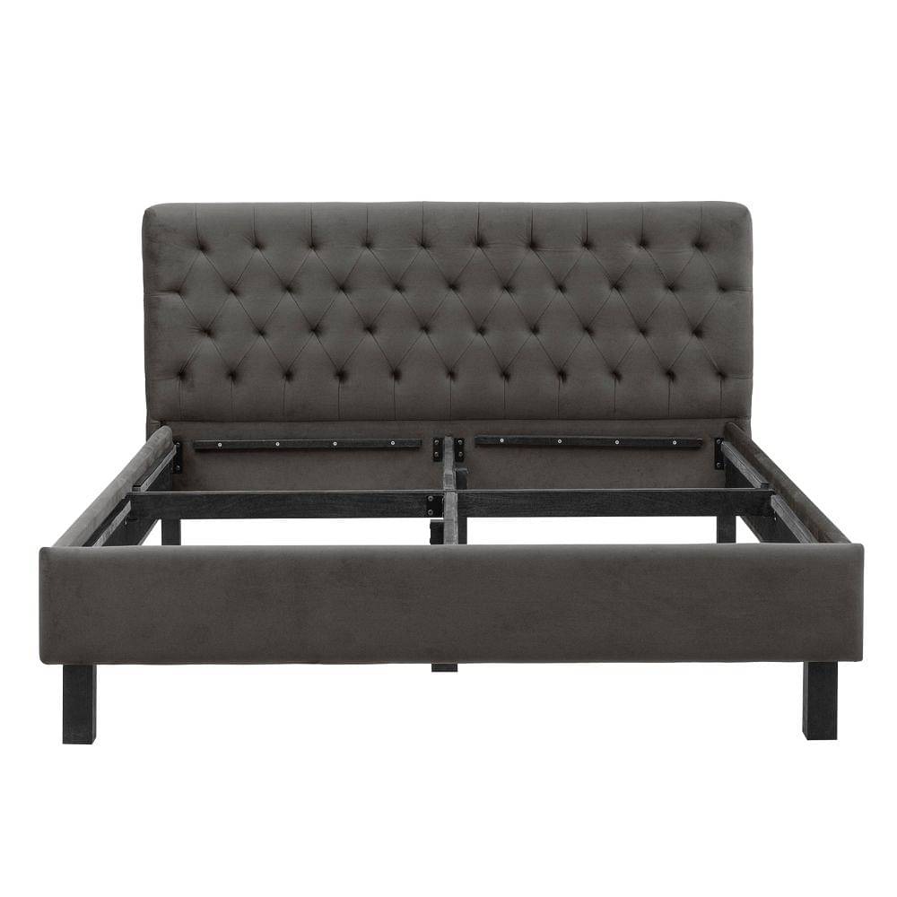 Werfo Limar Upholstered Solid Wood King Bed without Storage (velvet stone)