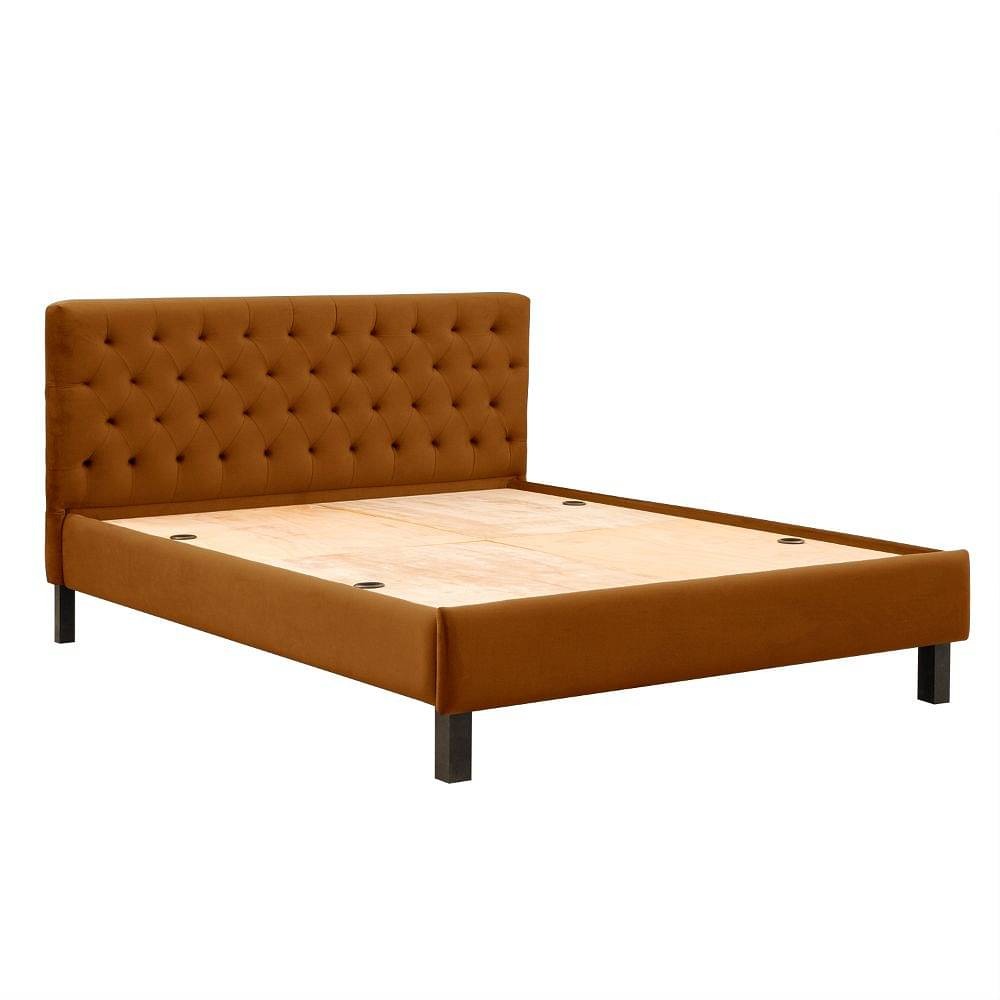 Werfo Limar Upholstered Solid Wood Queen Bed without Storage (velvet amber)