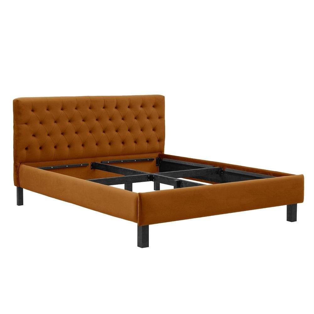 Werfo Limar Upholstered Solid Wood Queen Bed without Storage (velvet amber)