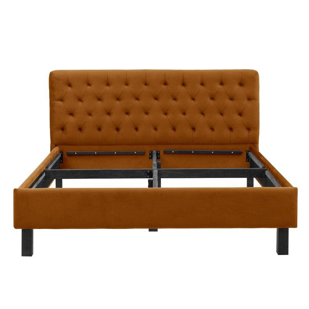 Werfo Limar Upholstered Solid Wood Queen Bed without Storage (velvet amber)