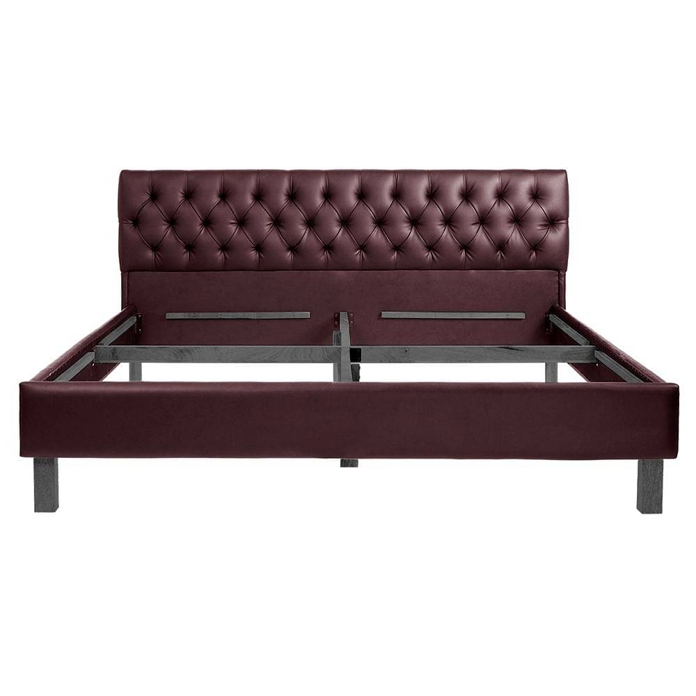 Werfo Limar Upholstered Solid Wood Queen Bed without Storage (leathertic Sangria)
