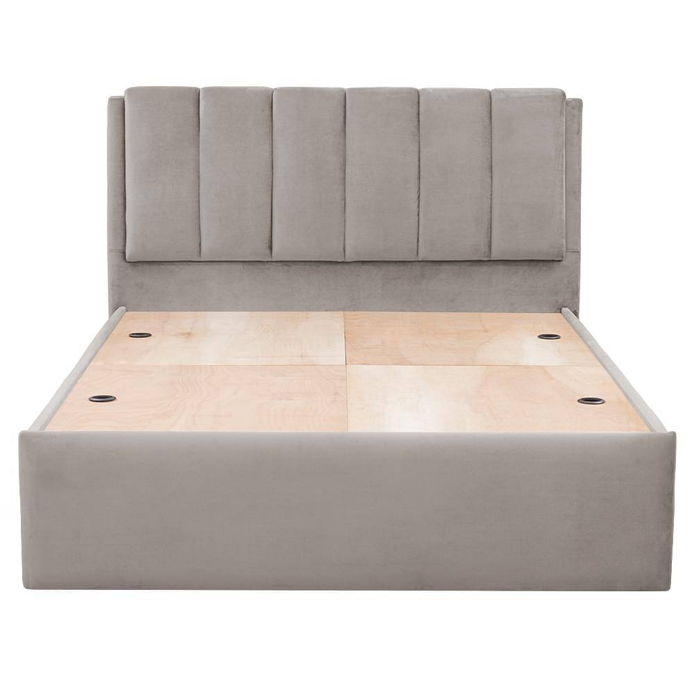 Werfo Elegant Queen Size Solid Wood Upholstered Bed With Storage, Tuscan Tan - 78x60 inch