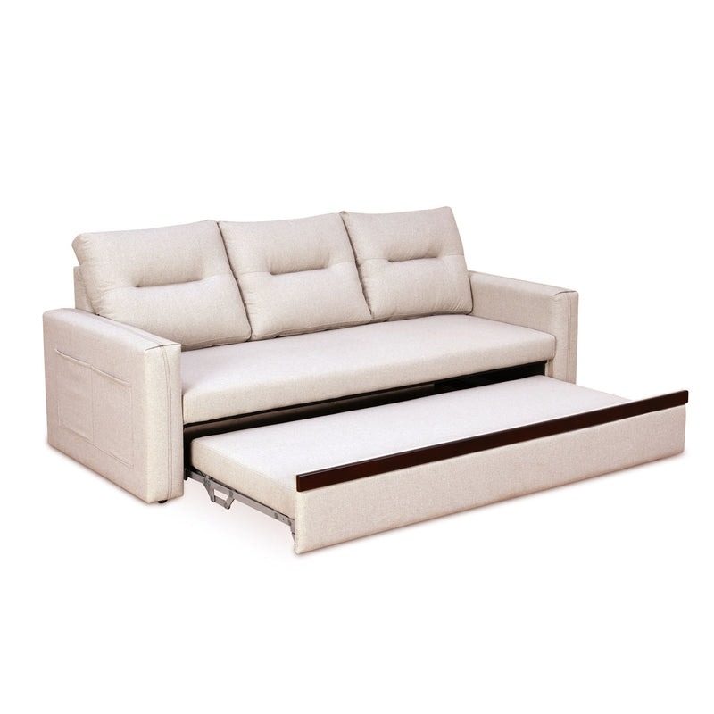 Werfo Boston Fabric Sofa Cum Bed 3 Seater (Light Brown)