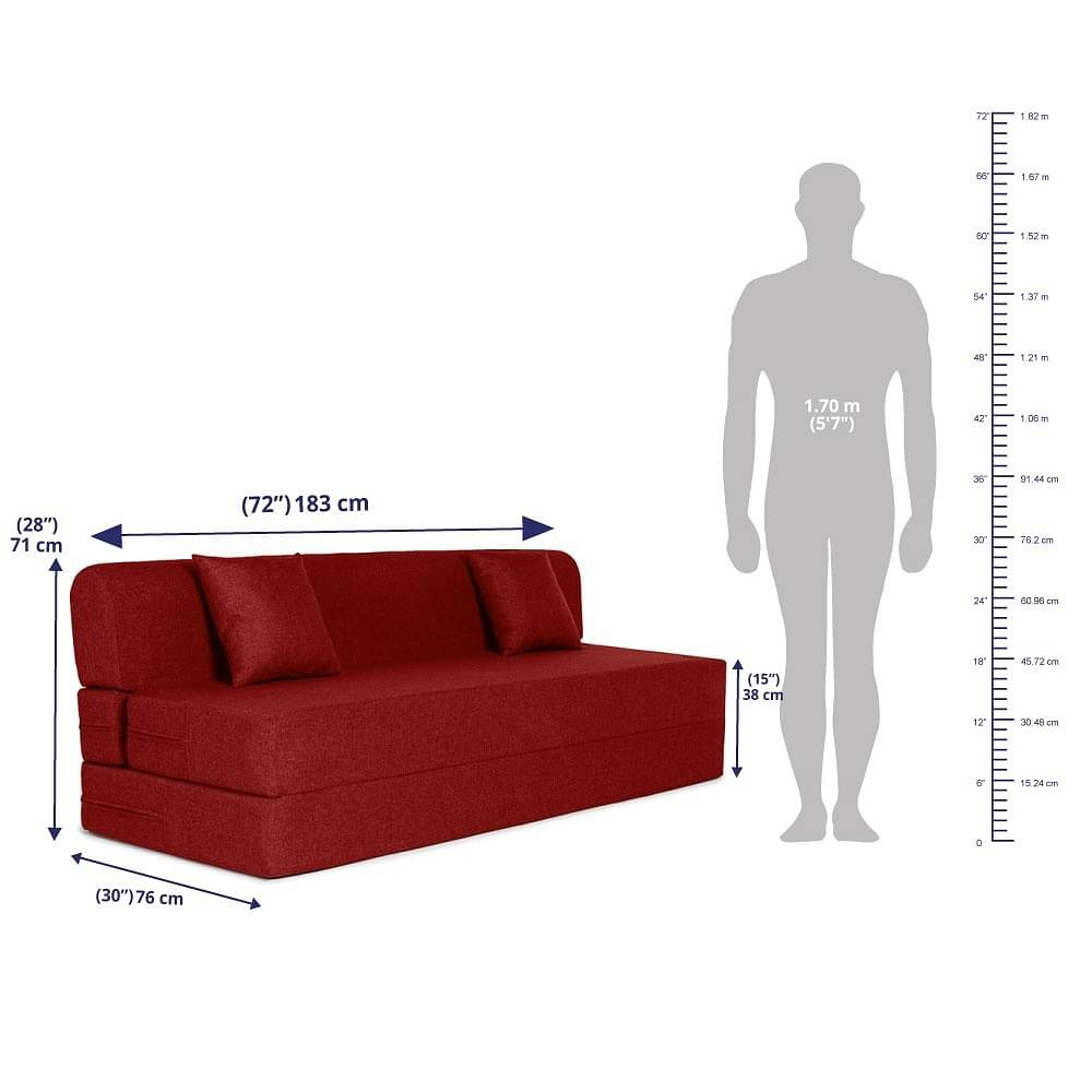 Werfo Zack Sofa cum Bed - Three Seater, Omega Rose