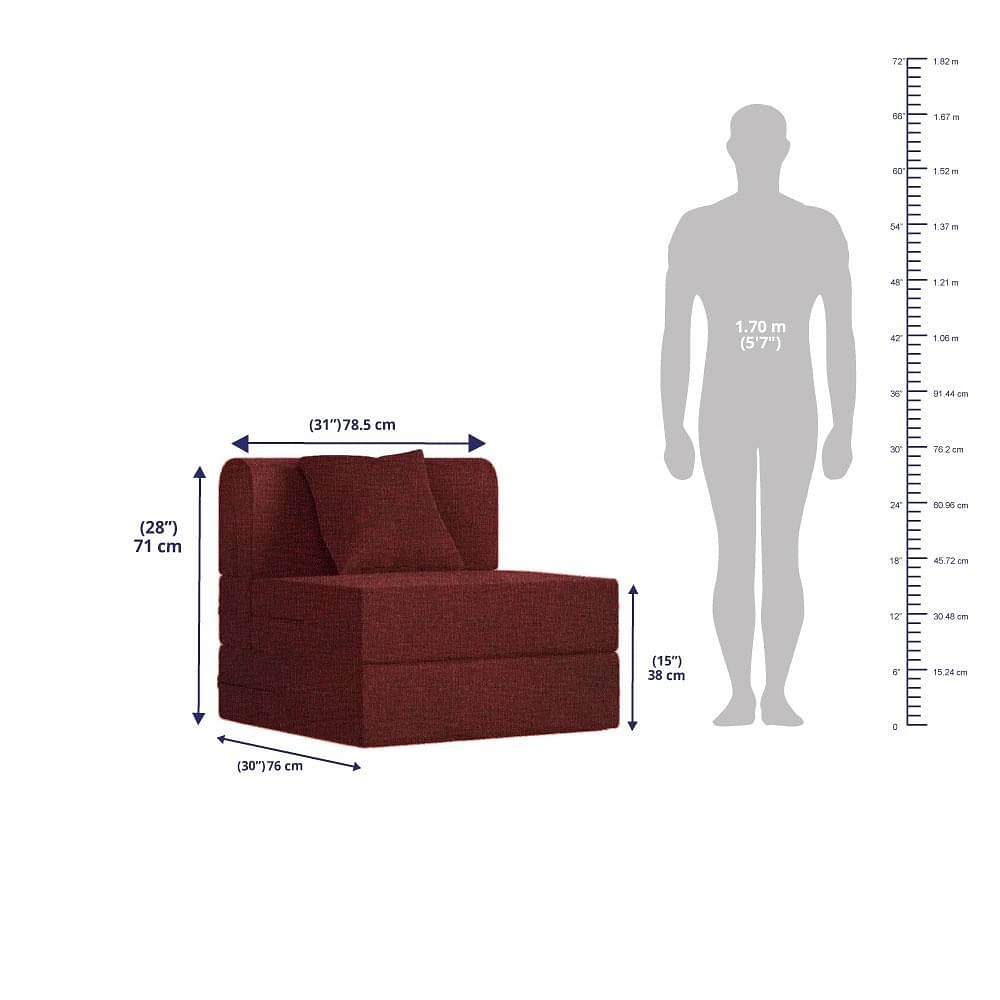 werfo Zack  Sofa cum Bed - One Seater, Omega Rose