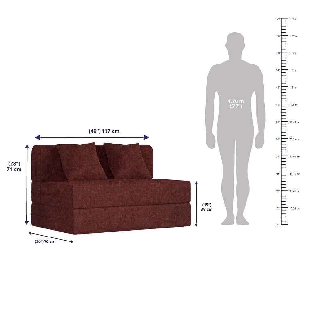 werfo Zack Sofa cum Bed - Two Seater, Omega Rose