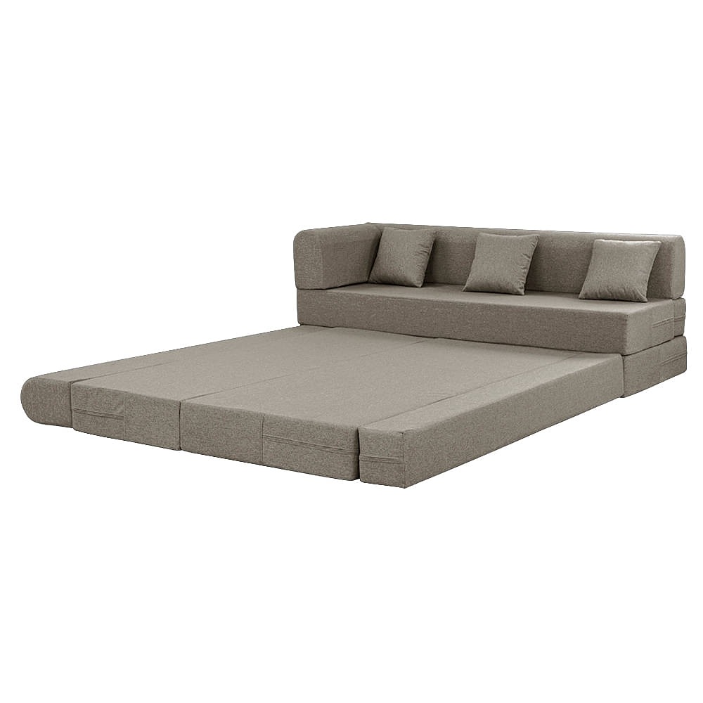 Werfo Zack L - Shape Sofa Cum Bed 6 Seater (3 Seater + Right Aligned Chaise) - Omega Pearl