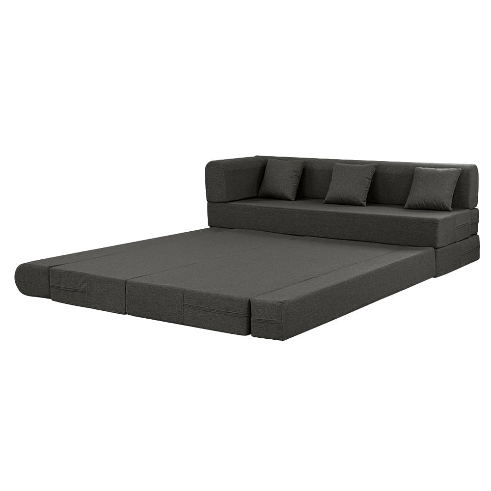 werfo Zack L - Shape Sofa Cum Bed 6 Seater (3 Seater + Right Aligned Chaise) - Omega Ash Grey