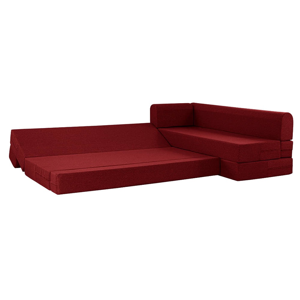 Werfo Zack L - Shape Sofa Cum Bed 6 Seater (3 Seater + Right Aligned Chaise) - Omega Rose