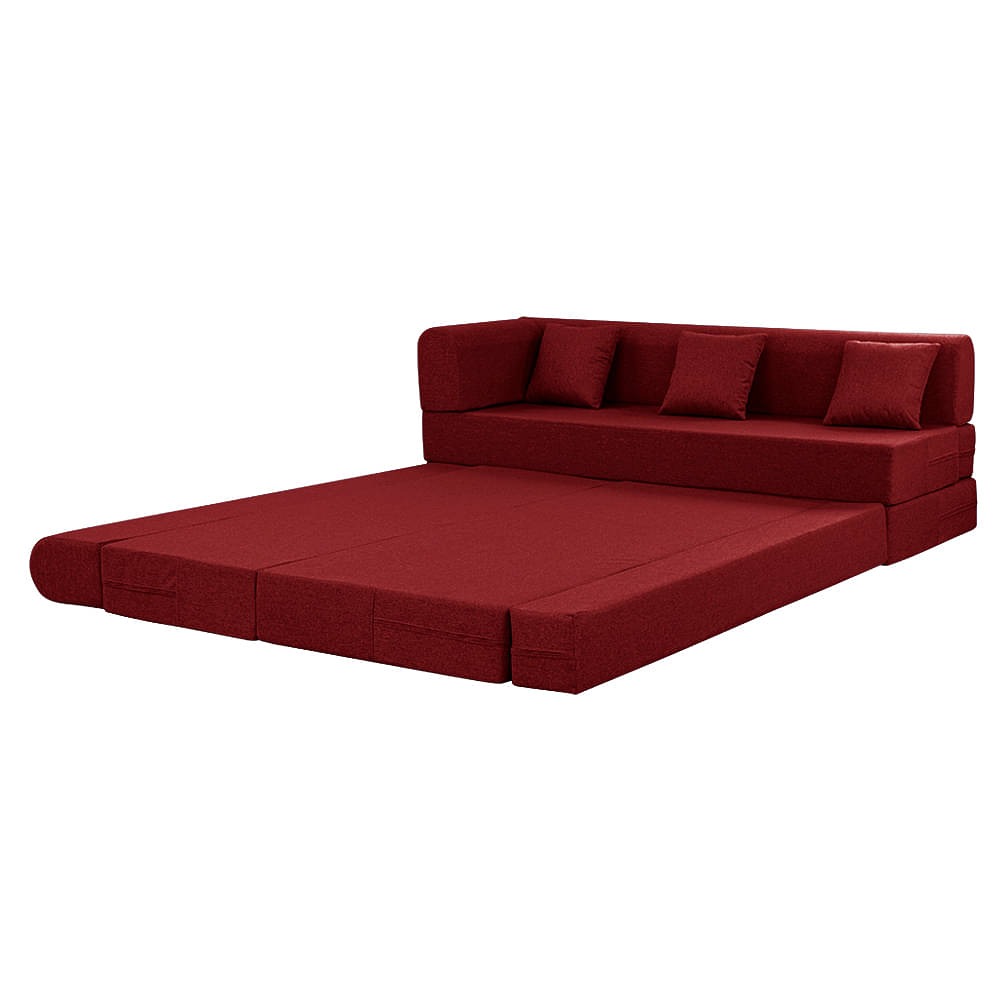 Werfo Zack L - Shape Sofa Cum Bed 6 Seater (3 Seater + Right Aligned Chaise) - Omega Rose