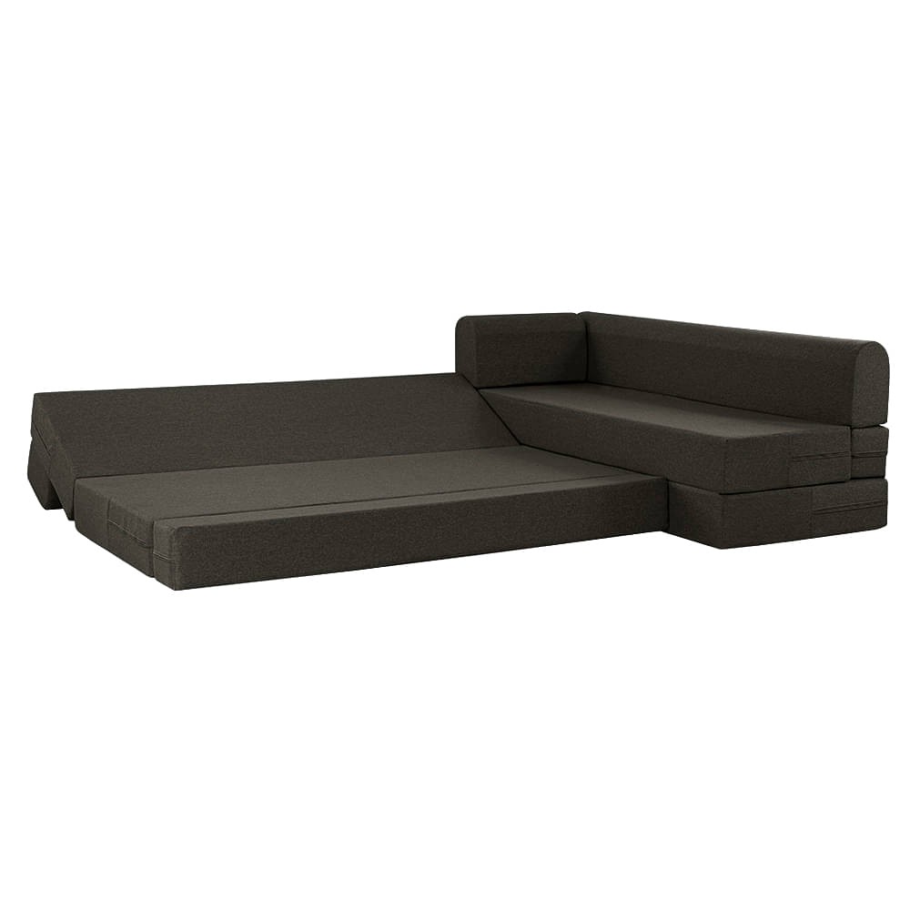 Werfo Zack L - Shape Sofa Cum Bed 6 Seater (3 Seater + Right Aligned Chaise) - Omega Grey