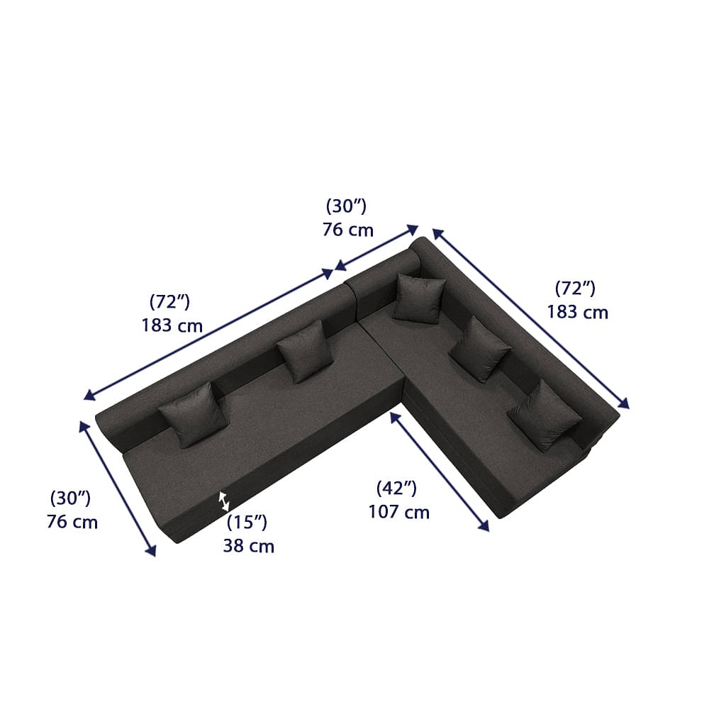 Zack  L - Shape Sofa Cum Bed 6 Seater (3 Seater + Right Aligned Chaise) - Omega Choco Brown