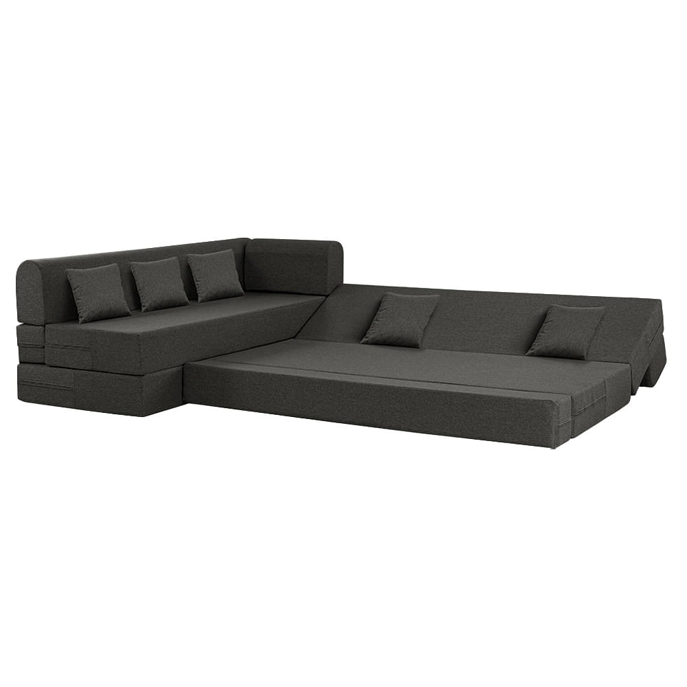 Werfo Zack L - Shape Sofa Cum Bed 6 Seater (3 Seater + Left Aligned Chaise) - Omega Choco Brown