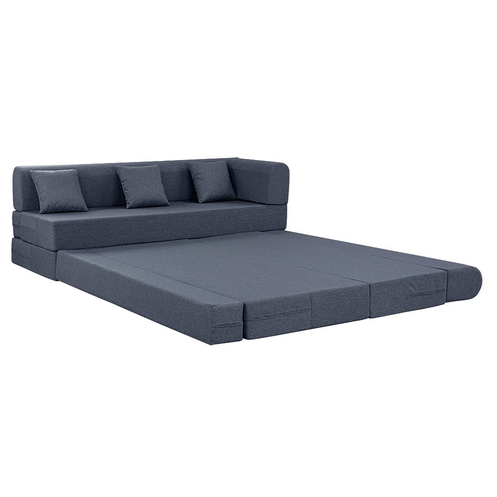 Werfo Zack L - Shape Sofa Cum Bed 6 Seater (3 Seater + Left Aligned Chaise) - Omega Ash Grey