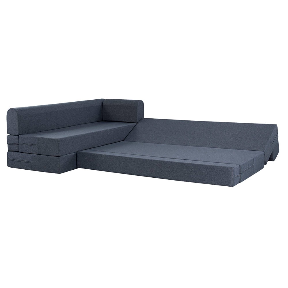 Werfo Zack L - Shape Sofa Cum Bed 6 Seater (3 Seater + Left Aligned Chaise) - Omega Ash Grey