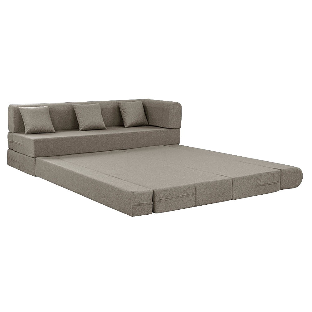 Werfo Zack L - Shape Sofa Cum Bed 6 Seater (3 Seater + Left Aligned Chaise) - Omega Pearl