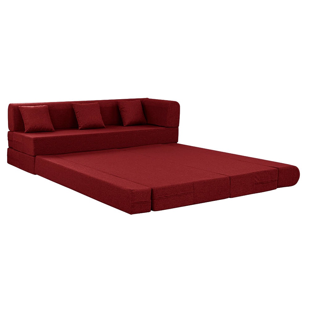 Werfo Zack L - Shape Sofa Cum Bed 6 Seater (3 Seater + Left Aligned Chaise) - Omega Rose
