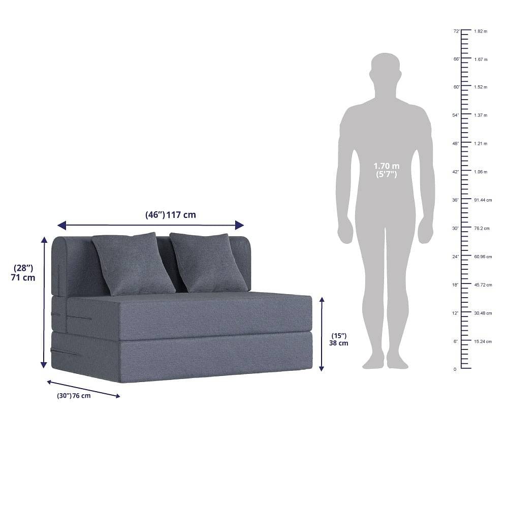 werfo Zack Sofa cum Bed - Two Seater, Omega Blue