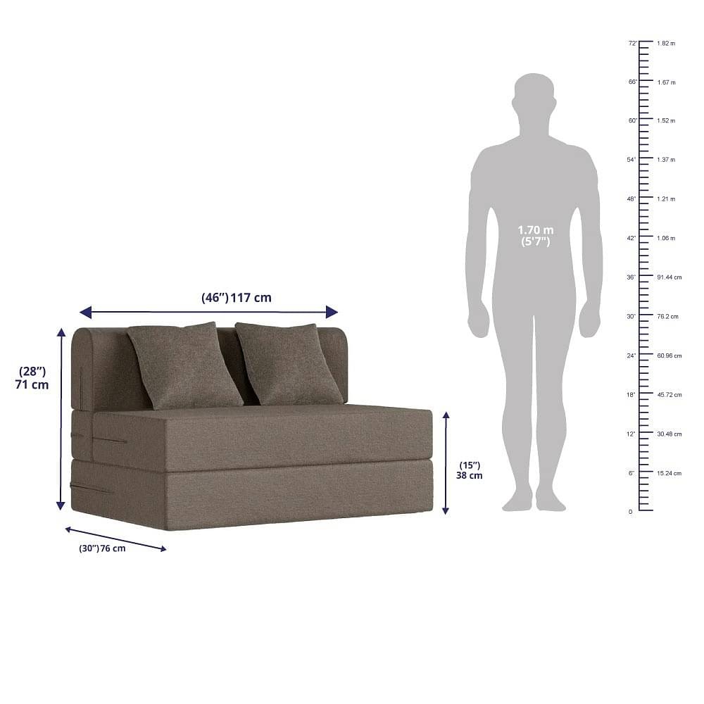 Werfo Zack Sofa cum Bed - Two Seater, Omega Grey