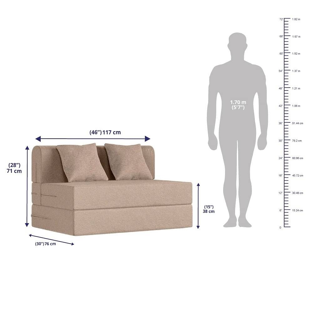 Werfo Zack Sofa cum Bed - Two Seater, Omega Pearl