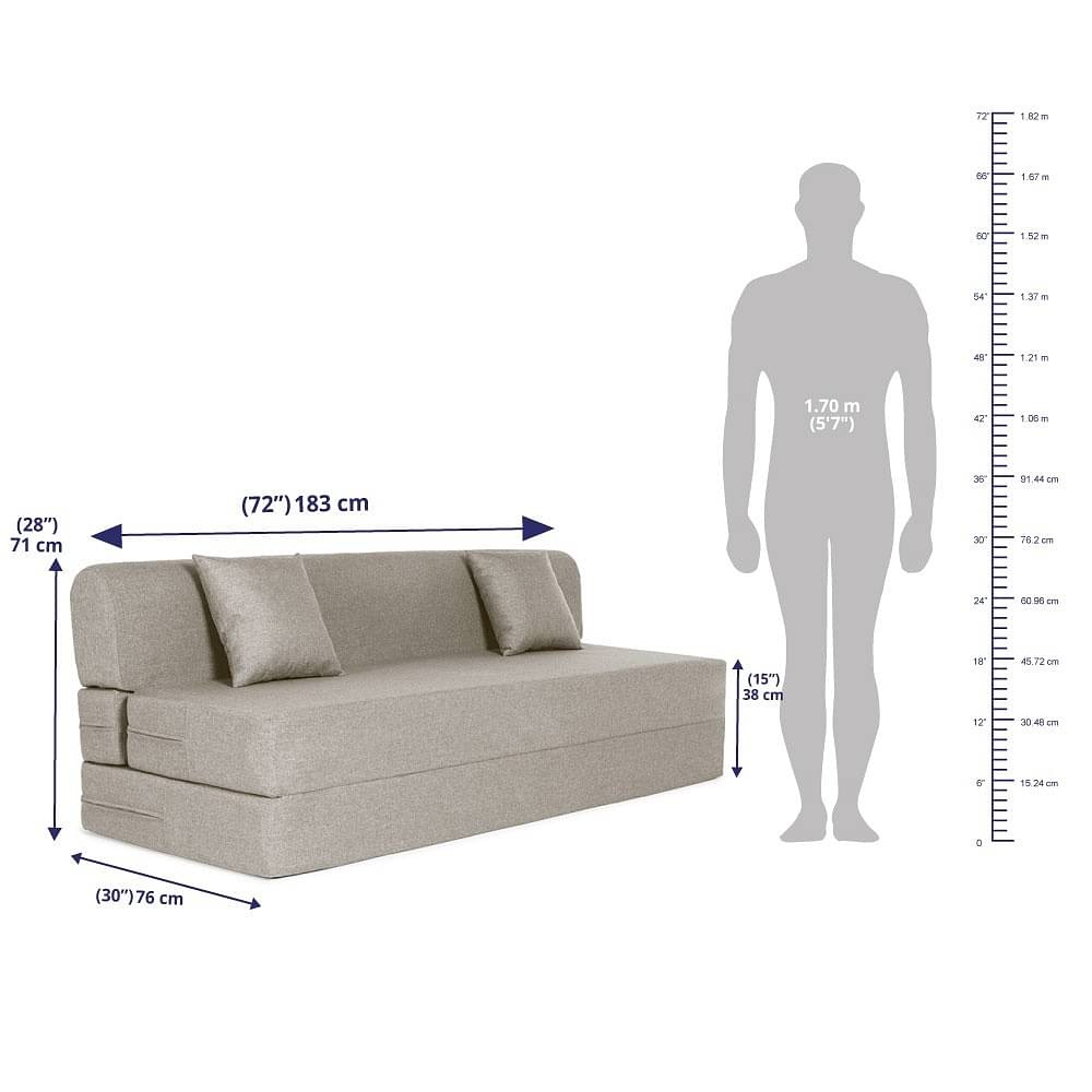 Werfo Zack Sofa cum Bed - Three Seater, Omega Pearl