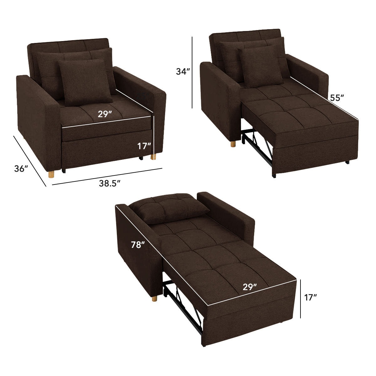 Werfo Derby Convertible Armchair | Lounger | Bed