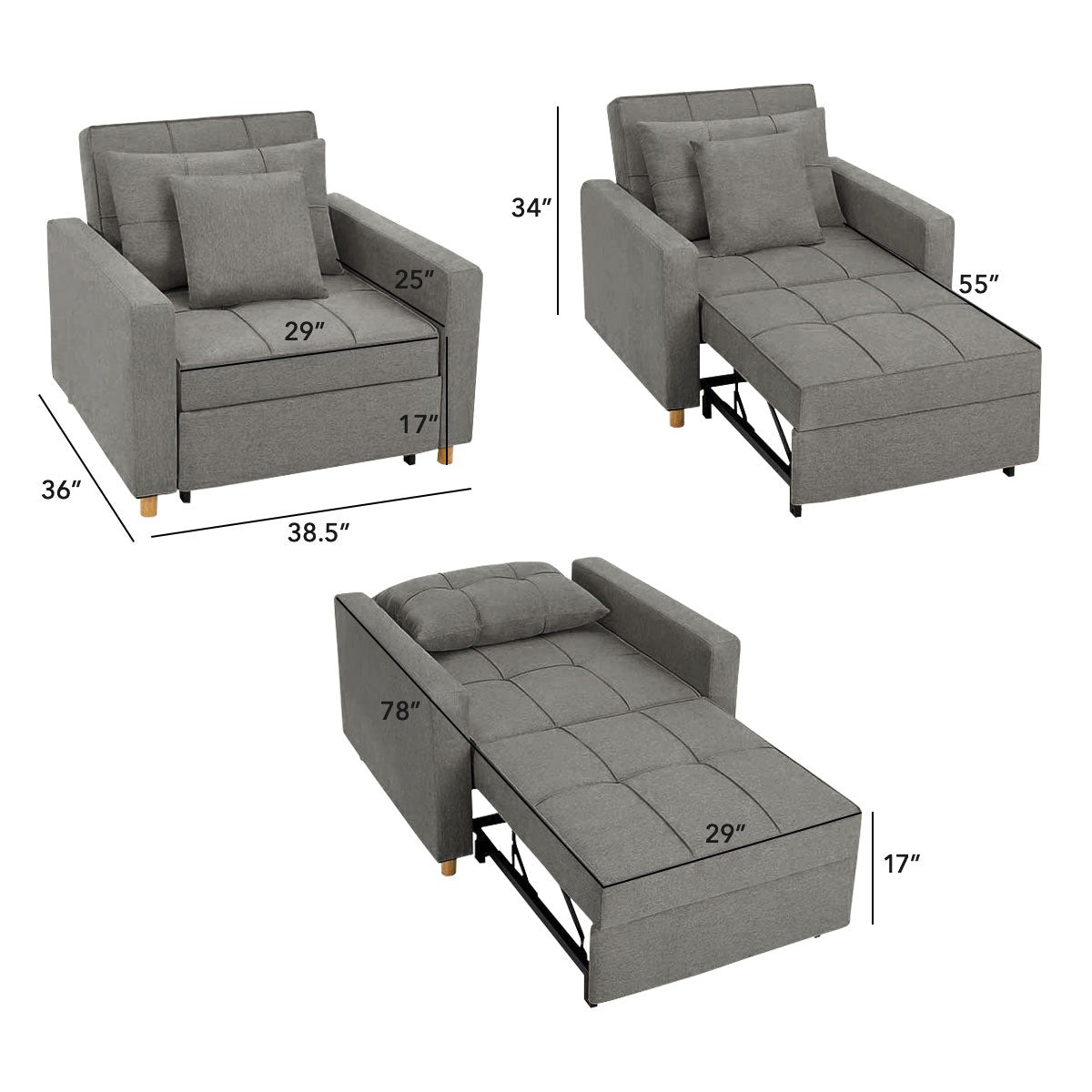 Werfo Derby Convertible Armchair | Lounger | Bed