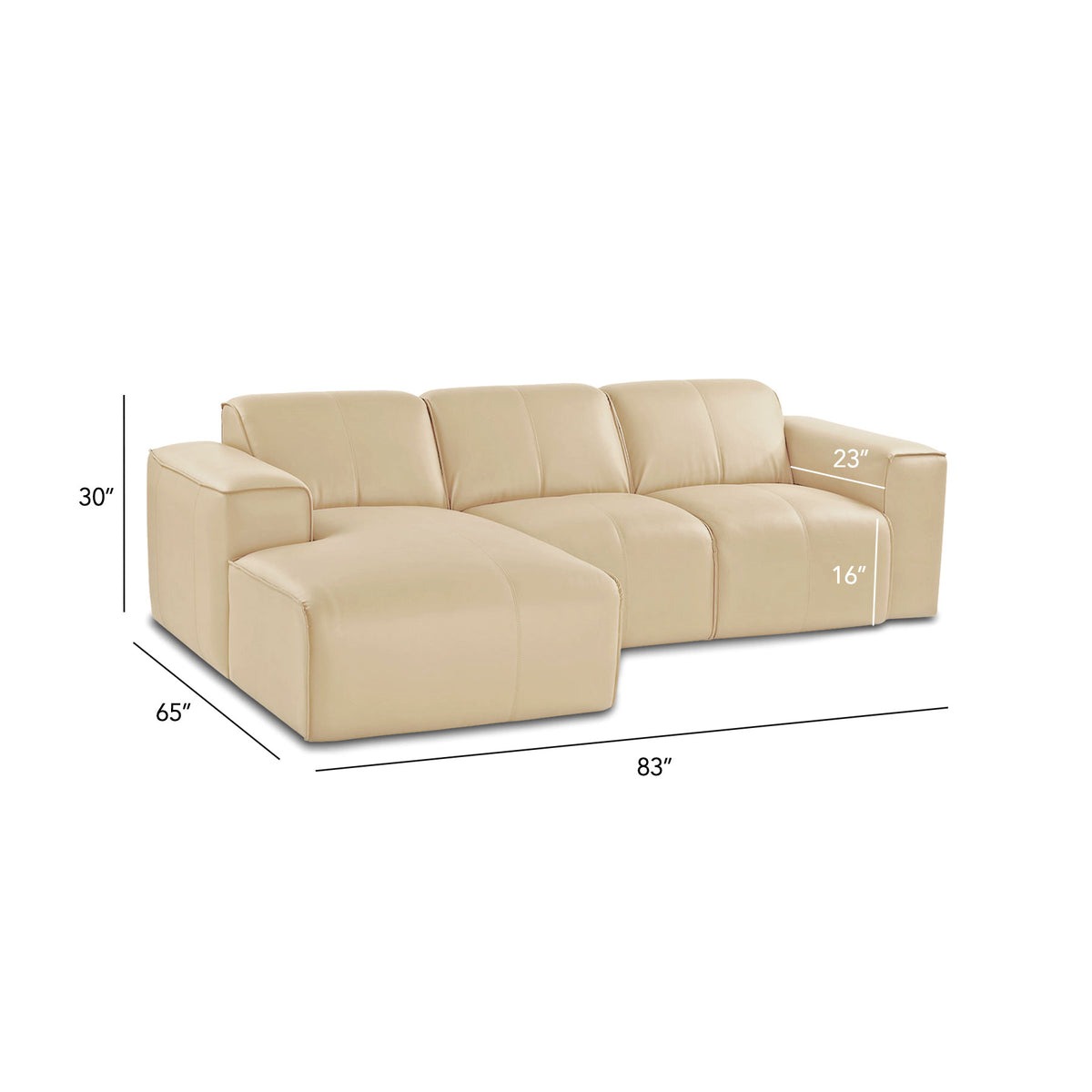 Werfo August 3-Seater Sofa Begi LHS (Left Hand Side) - H 30"x W 83" x D 65"