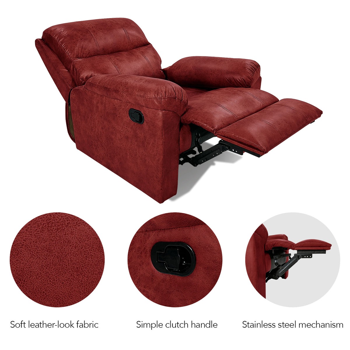 Casio Fabric Manual Recliner Red