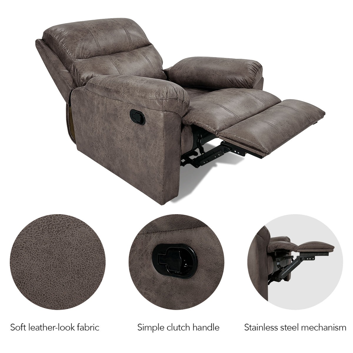 Werfo Casio Fabric Manual Recliner Grey 