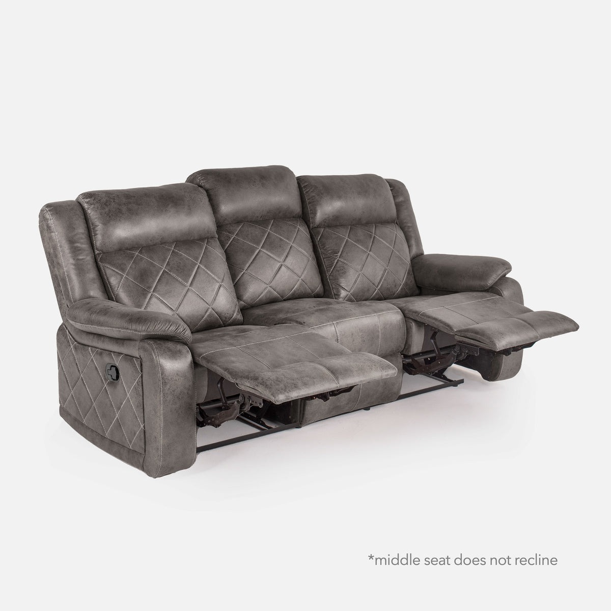 Werfo Marvel 3 Seater Recliner Sofa Grey - H 38" x W 83" x D 35"