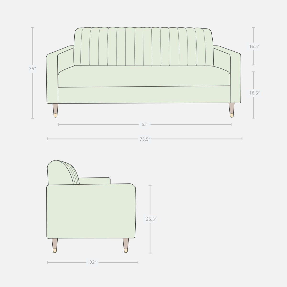 Werfo Hawali 3 Seater Sofa Green