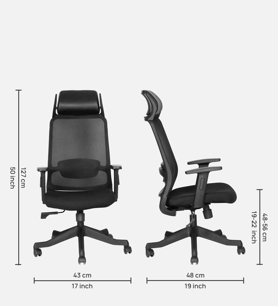 Werfo Orion Breathable Mesh Ergonomic Chair in Black Colour with Headrest