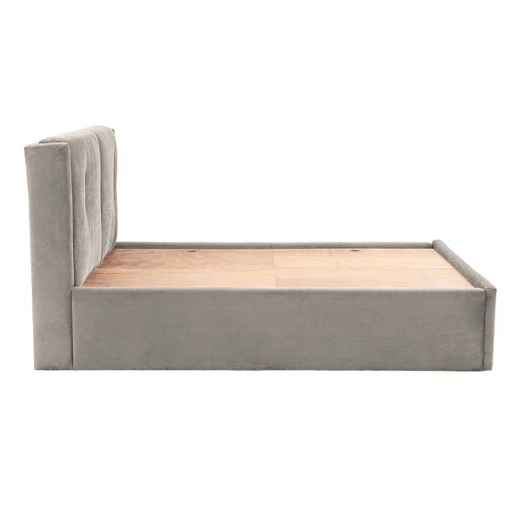 Werfo Logan Queen Size Solid Wood Upholstered With Storage, Tuscan Tan - 80.3 x 64.9 x 44.6 Inches