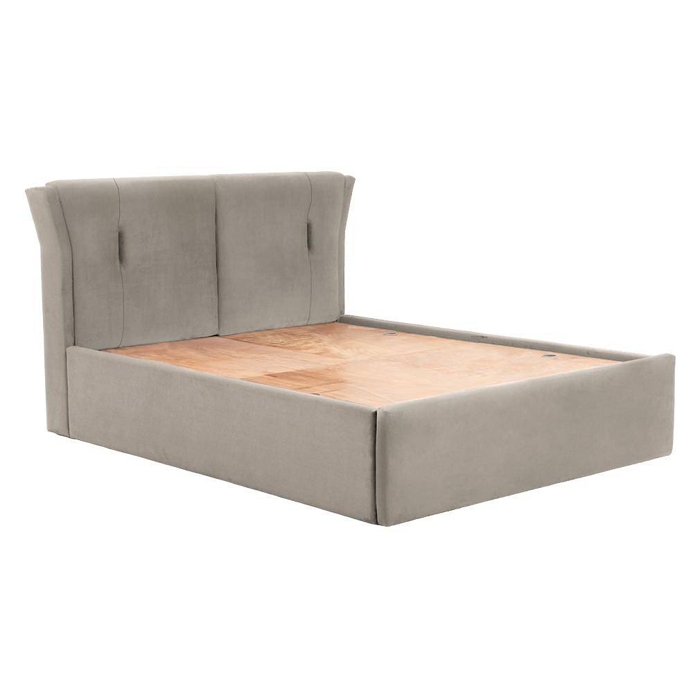 Werfo Logan Queen Size Solid Wood Upholstered With Storage, Tuscan Tan - 80.3 x 64.9 x 44.6 Inches