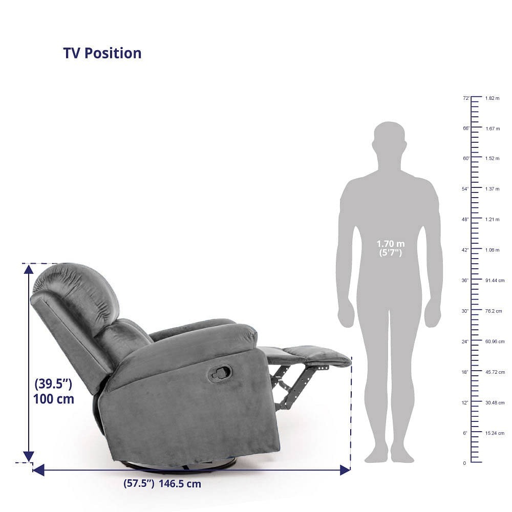 Werfo Stargazer Rocking & Revolving Recliner - 1 Seater - Space Grey