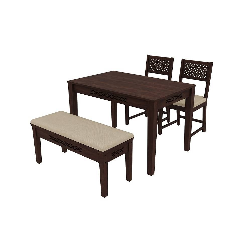 werfo Fanila 4 Seater sheesham wood Dining Set (With Cushion - Omega Pearl)